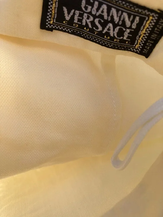 Versace Cream Satin Jacket with Black Logo Patch - Picture 7 of 7